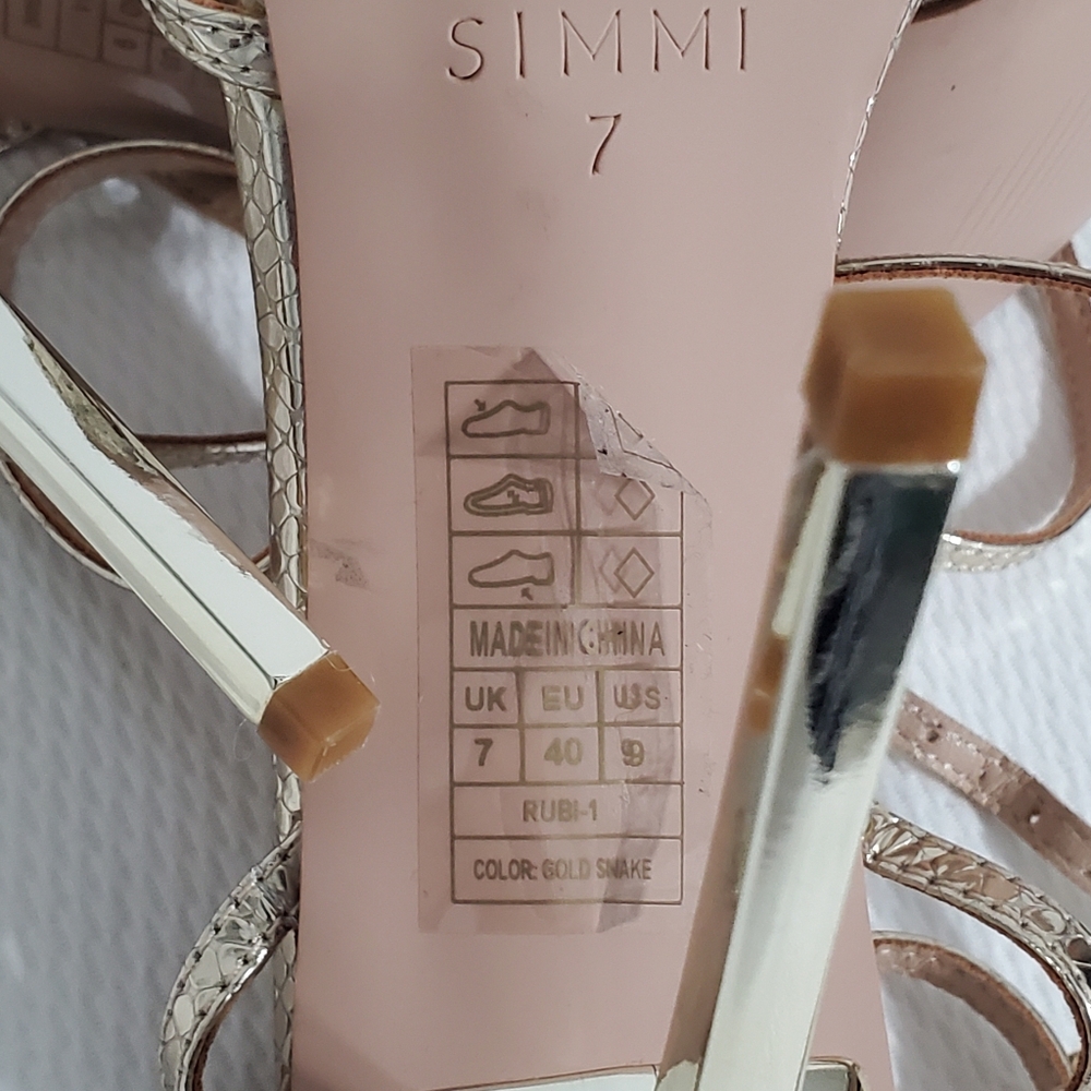 SIMMI London Gold Snake Strappy Heels Size 9 - Picture 7 of 8